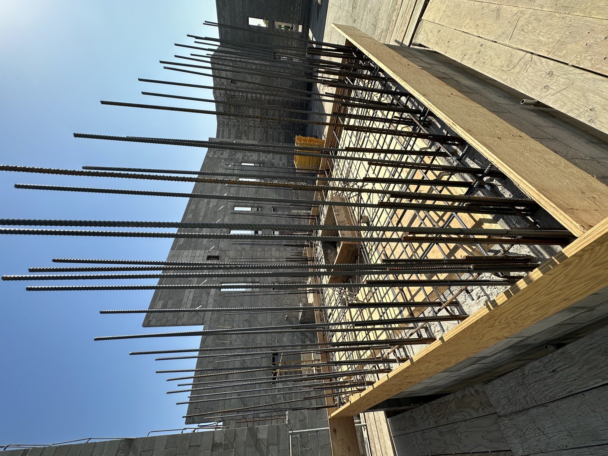 Reinforcing steel placed for structural masonry